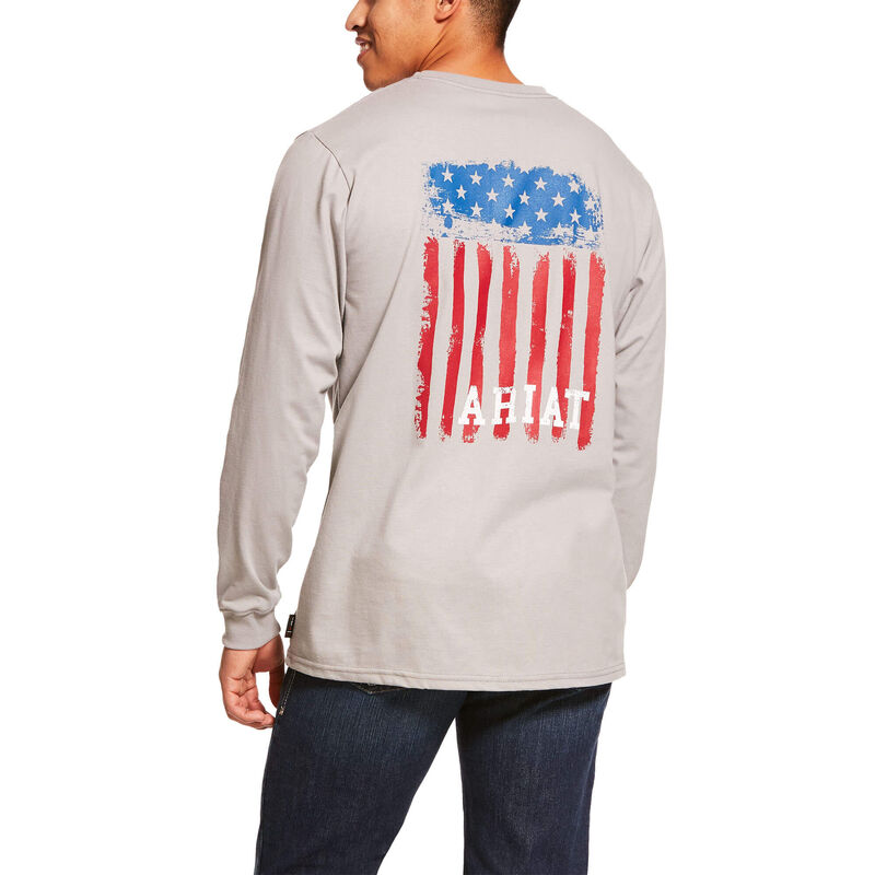 Ariat Work: FR Americana Graphic Camisetas Hombre - Plateadas (KXQZA6845)